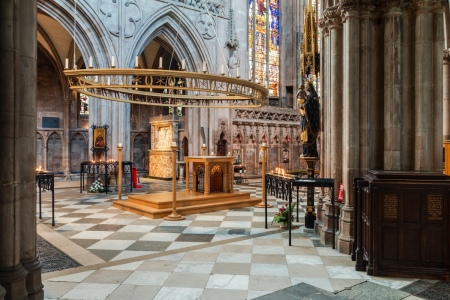 The reestablished shrine of St. Chad inside the centuries-old cathedral in Lichfield, England.