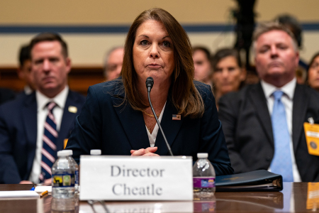 United States Secret Service Director Kimberly Cheatle testifies before the House Oversight and Accountability Committee during a hearing at the Rayburn House Office Building on July 22, 2024, in Washington, D.C. The beleaguered leader of the United States Secret Service has vowed cooperation with all investigations into the agency following the attempted assassination of former President Donald Trump.