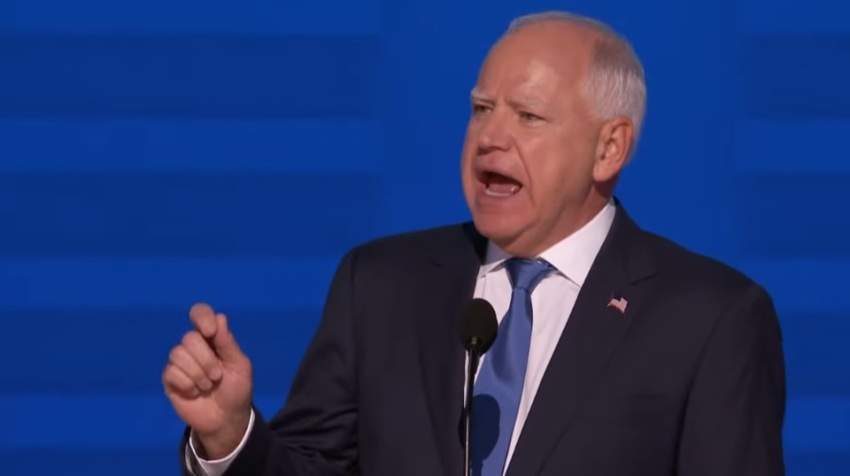Minnesota Gov. Tim Walz speaks at the Democratic National Convention in Chicago, Illinois, on Wednesday, Aug. 21, 2024.