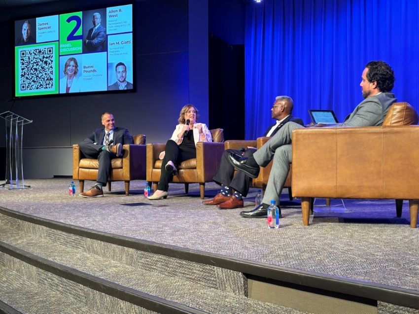 Christians Engaged founder Bunni Pounds speaks during panel discussion on