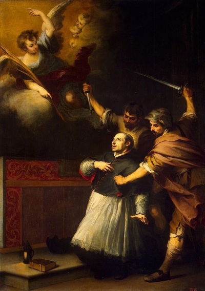 St. Peter of Arbues (c.1441-1485), a Spanish inquisitor who was assassinated while praying at a church.
