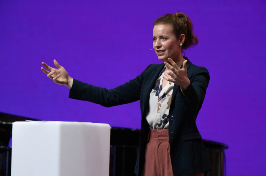 Julia Garschagen speaking at the Fourth Lausanne Congress on World Evangelization in Incheon, South Korea, on Sept. 26, 2024.
