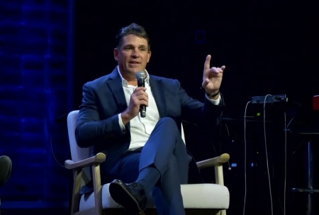 Pastor Ryan Binkley, a former Republican presidential candidate, speaks at the Christians Engaged Conference at Sojourn Church of Carrollton, Texas, on Sept. 28, 2024.