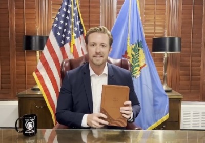 Oklahoma Superintendent of Eduation Ryan Walters speaks during a video recording posted to social media on Nov. 14, 2024.