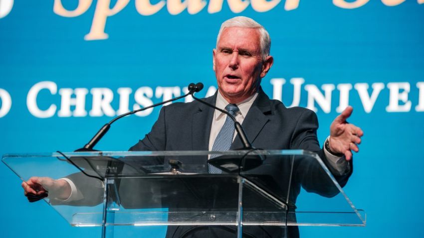 Former Vice President Mike Pence speaks at the President's Speakers Series at Colorado Christian University on Nov. 15, 2024.