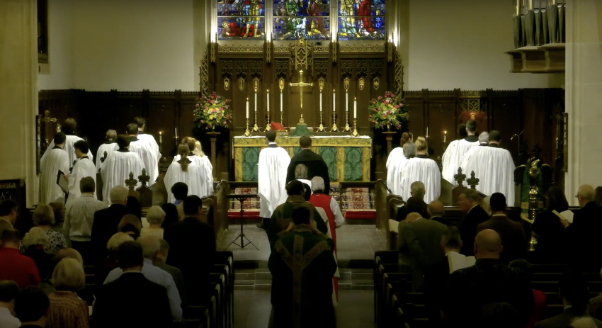 A typical traditional Sunday service at the Episcopal Church of the Incarnation in Dallas, Texas.
