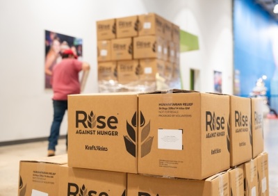 Volunteers pack meals for the needy as part of a Christmas Outreach event that was held in December 2024 at the Morris County campus of Liquid Church, located in Parsippany, New Jersey. The congregation worked with the charity group Rise Against Hunger to send the meals overseas.