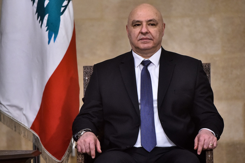 Newly elected Lebanese President Joseph Aoun poses for a photograph at the presidential palace in Baabda, east of Beirut, on Jan. 9, 2025. Lebanon's lawmakers elected Army Chief Joseph Aoun as president on Jan. 9, after a two-year vacancy of the position, in a step toward lifting the war-battered country out of financial crisis.