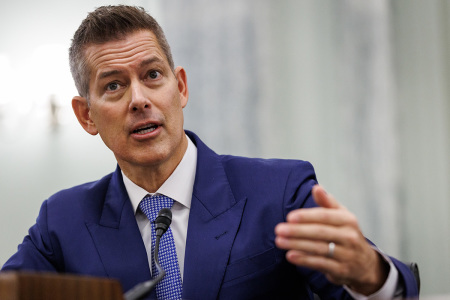 Sean Duffy, U.S. President-elect Donald Trump's nominee for secretary of transportation, testifies before the Senate Commerce, Science, and Transportation Committee during his confirmation hearing in the Russell Senate Office Building on Jan. 15, 2025, in Washington, D.C. Duffy, who served three terms as a Republican Representative from Wisconsin, has bipartisan support in the Senate.
