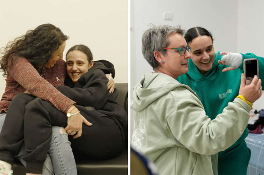 Romi Gonen and Emily Damari are reunited with their mothers