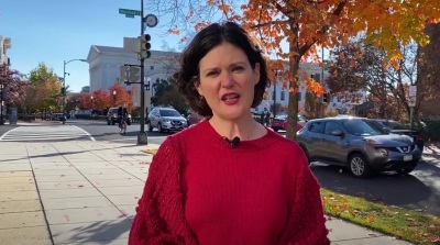 Amanda Tyler of the progressive Baptist Joint Committee for Religious Liberty and the group Christians Against Christian Nationalism, speaking in a video posted to YouTube in 2021.