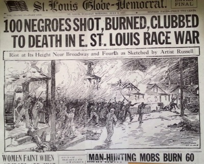 A contemporary newspaper account of the East St. Louis race riot, which occurred in East St. Louis, Illinois, in 1917.