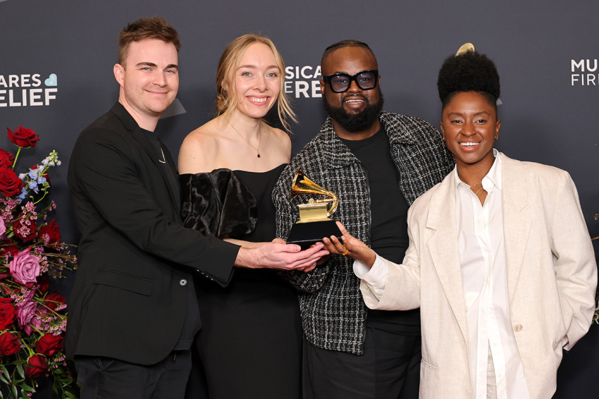 Taylor Agan, Kellie Gamble, Lloyd Nicks and Jess Russ, winners of the Best Contemporary Christian Music Performance/Song for