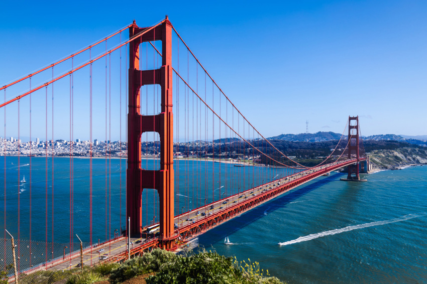 San Francisco Bay and the Golden Gate bridge