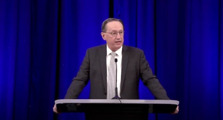 Jeff Iorg, president of the Southern Baptist Convention's Executive Committee, gives remarks at a meeting of the SBC EC members on Feb. 17, 2025. 