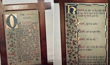 Thieves stole three Victorian murals taken from St Andrew’s Church in Little Steeping, Lincolnshire, England, including a depiction of the Ten Commandments. The discovery of the theft was made on Feb. 23, 2025.