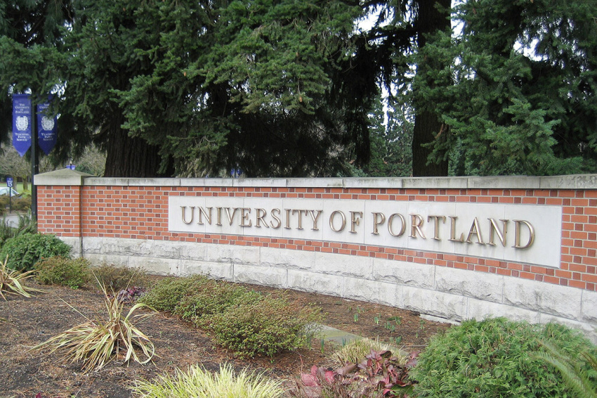 Entrance at the University of Portland in Portland, Oregon, on March 7, 2009. 