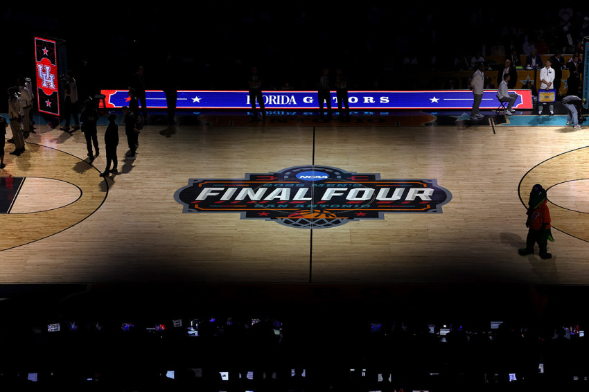 A general view of the court before the National Championship of the NCAA Men's Basketball Tournament at the Alamodome on April 07, 2025, in San Antonio, Texas. (Photo by Sam Hodde/Getty Images)