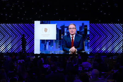 John Oliver is seen onscreen during the 2024 Peabody Awards at Beverly Wilshire, A Four Seasons Hotel on June 09, 2024 in Beverly Hills, California.