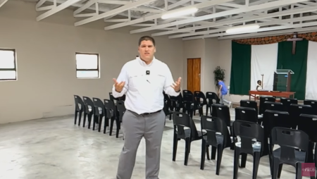 Kidnapped Tennessee missionary, Josh Sullivan, 34, gives a tour of his church in Motherwell, South Africa in February 2025. 