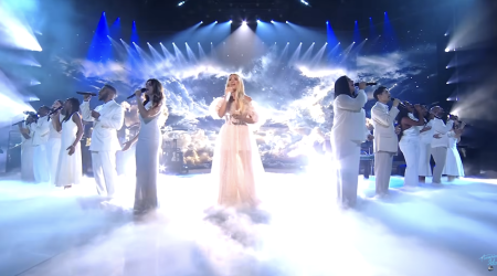 "American Idol" judge Carrie Underwood performs on April 20, 2025. 