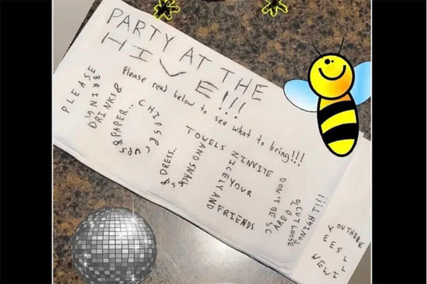 A party invite spelling out "No Jews" allegedly found at the Savannah College of Art and Design
