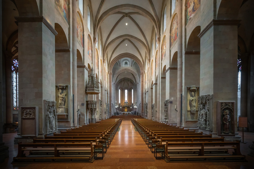 Interior of the Mainz Cathedral in Mainz, Germany