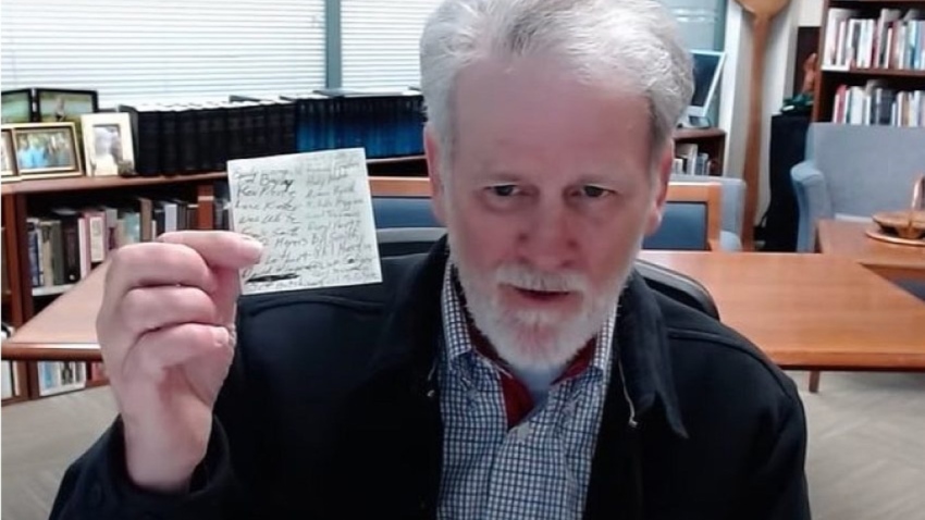 Bryan Chapell, stated clerk of the Presbyterian Church in America, shows a list of men he claimed abandoned their families, their faith or their lives, during an appearance on a podcast.