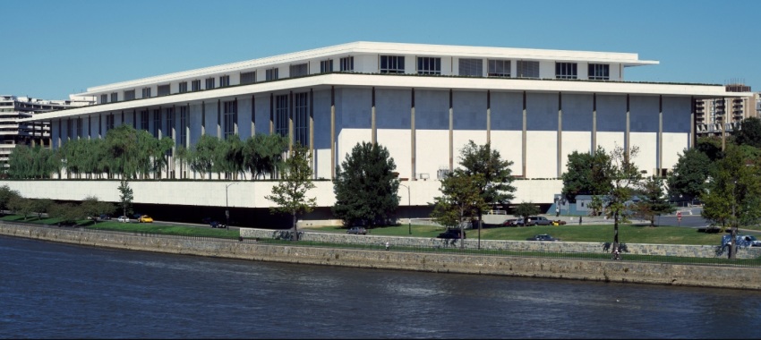 The Kennedy Center for the Performing Arts, Washington, D.C., as seen in a photograph from the Carol M. Highsmith Archive collection at the Library of Congress. 