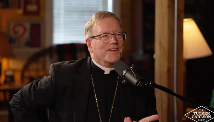 Bishop Robert Barron of the Diocese of Winona-Rochester in Minnesota discusses the existence of God, the rise of evil and the need for revival during an episode of "The Tucker Carlson Show."