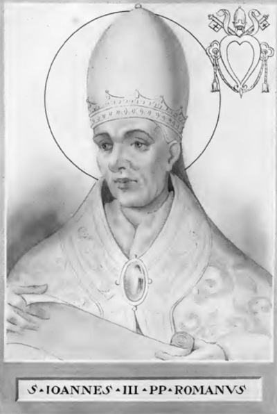 Pope John III (c.520-574), the head of the Roman Catholic Church who reigned during the Lombard invasion of Italy. 