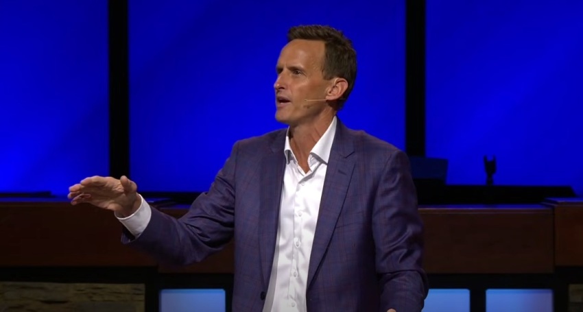Lifeway Christian Resources CEO Ben Mandrell preaches a sermon at Bellevue Baptist Church of Cordova, Tennessee, on Sunday, July 13, 2025. Later that day, the congregation voted to make him their new senior pastor.