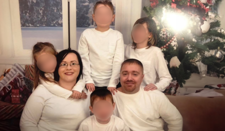 Randy Combs (L) and his late wife, Christiana Combs, 32, appear in this family photo in happier times.