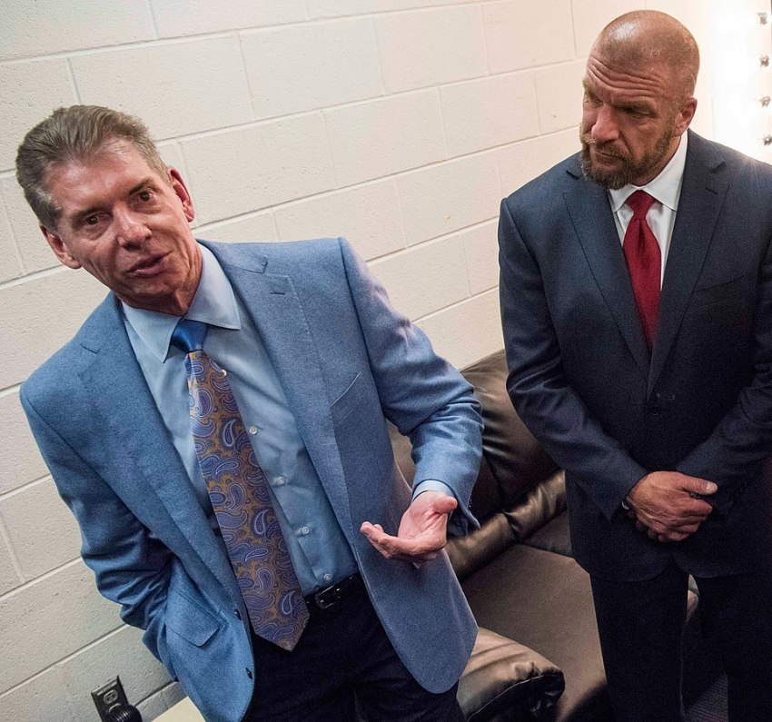 WWE CEO Vince McMahon (left) and Paul 'Triple H' Levesque (riight)before the 14th Annual Tribute to the Troops Event at the Verizon Center in Washington, D.C., Dec. 13, 2016.
