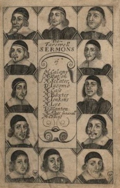 The title page of a publication of farewell sermons preached by English nonconformist clergy who were removed from their pulpits as part of The Great Ejection of 1662.