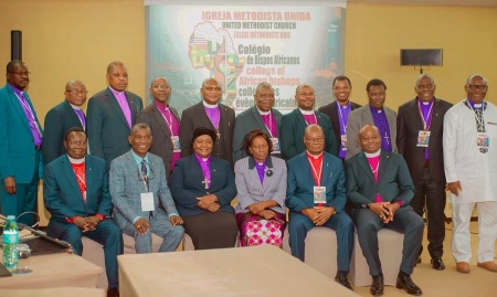 All 14 active United Methodist Church bishops in Africa and three retired bishops pose for a photo at the Africa Colleges of Bishops meeting, held Sept. 1-4, 2025, in Luanda, Angola.