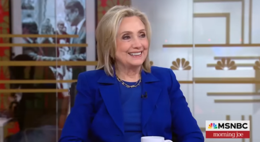 Former Secretary of State Hillary Clinton during a segment on MSNBC’s “Morning Joe” on Sept. 24, 2025.