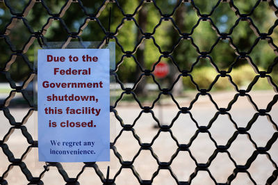  A sign on the entrance to the U.S. National Arboretum is seen as it is closed due to the federal government shutdown on Oct. 01, 2025, in Washington, D.C. The government shutdown early Wednesday after Congress failed to reach a funding deal. 