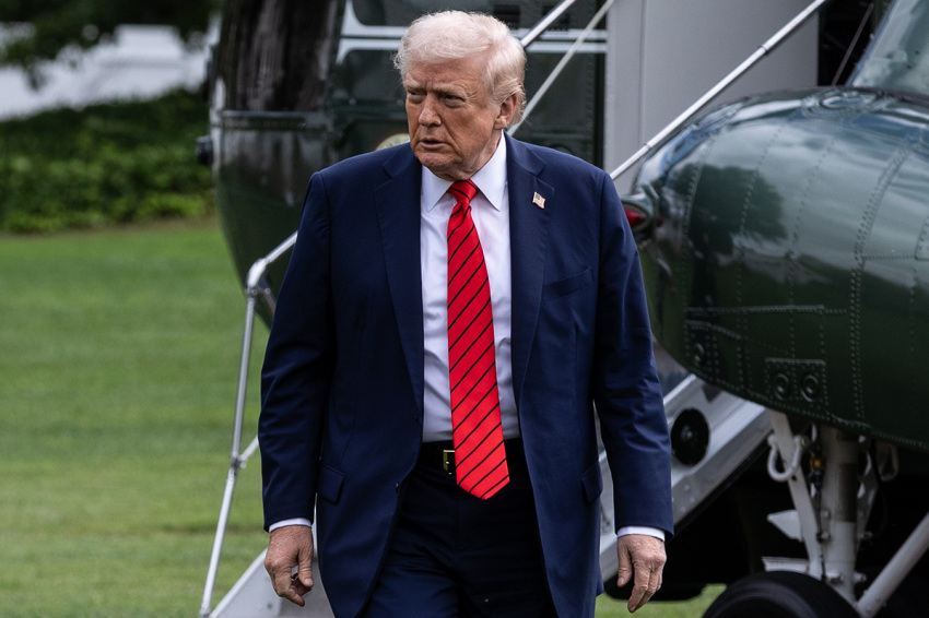U.S. President Donald Trump returns to the White House following a visit to Walter Reed National Military Medical Center on Oct. 10, 2025, in Washington, D.C. President Trump traveled to Walter Reed to visit with troops and receive a medical check up.