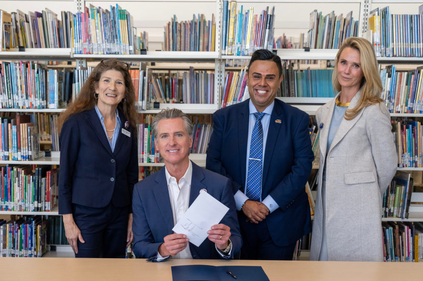 California Gov. Gavin Newsom marks the signing of AB 727 on Oct. 10, 2025.