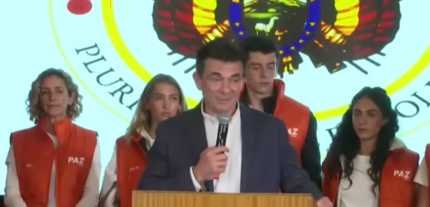 Bolivian President-elect Rodrigo Paz Pereira speaks after winning the 2025 Bolivian presidential election.