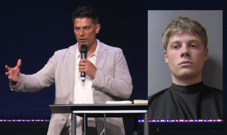 Jonathan Peternel, 24 (inset), son of Nathan Peternel, lead pastor at Life Church in Pendleton, Indiana, was arrested on seven felony counts related to child sex crimes on Oct. 23, 2025.