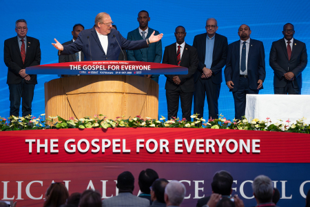 Rick Warren preaches on the seven purposes of communion at the World Evangelical Alliance's 14th General Assembly in Seoul, South Korea, on Oct. 30, 2025.