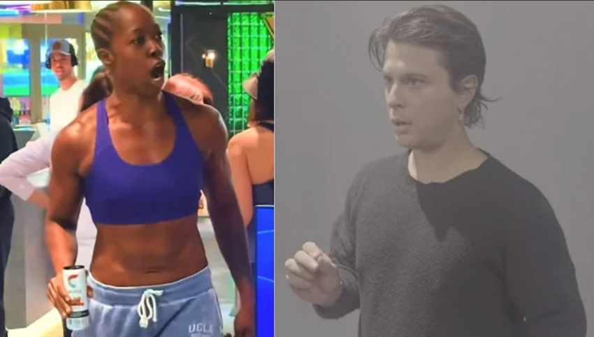 Tish Hyman (left) says she encountered a man wearing earrings and a necklace in the women’s locker room of a Los Angeles gym.