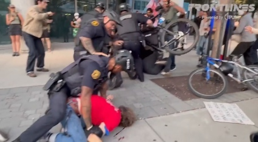 Violent protests erupted outside a Turning Point USA event at the University of California, Berkeley, on Monday, Nov. 10, 2025, during what would have been the last stop in the late Charlie Kirk's fall campus tour.