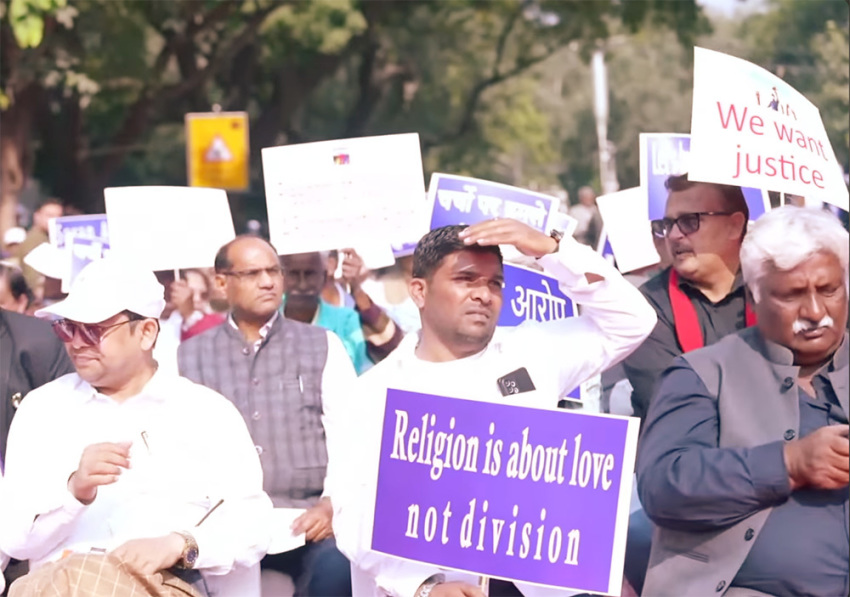 A group of Christians at the National Christian Convention, held in New Delhi on November 29, 2025.