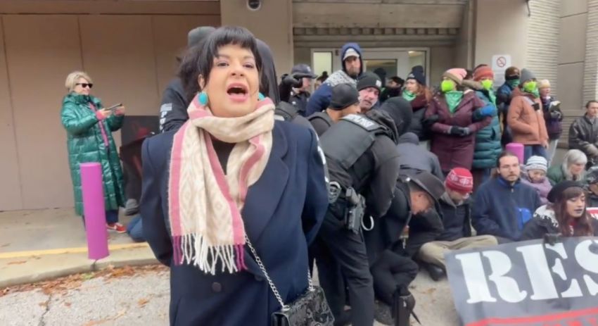 Pro-life activist Terrisa Bukovinac is arrested during a blockade at a Planned Parenthood in Memphis, Tennessee, Dec. 5, 2025.
