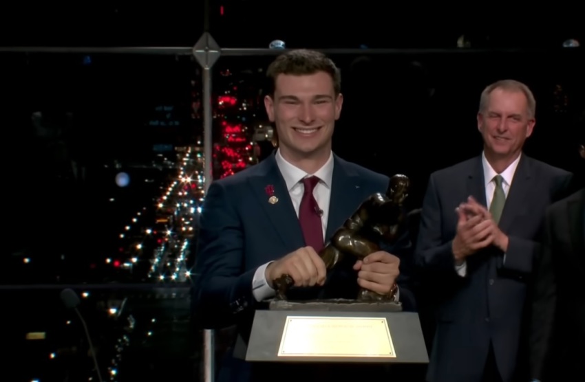 University of Indiana quarterback Fernando Mendoza wins the 2025 Heisman Trophy on Dec. 13, 2025.