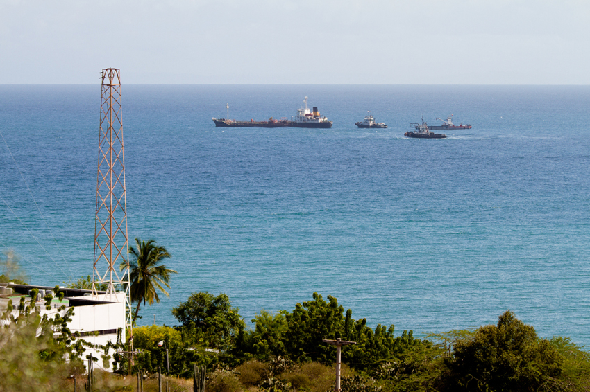 Tugboats mobilize the Crude Oil Tanker President, anchored in Pampatar Bay two years ago in Margarita Island, Nueva Esparta state, Venezuela, on Jan. 19, 2024.