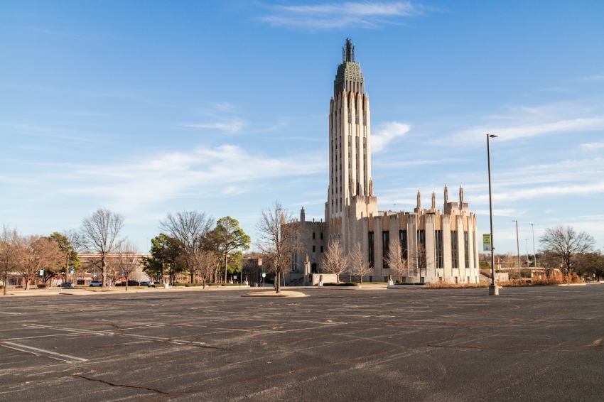 The Art Deco-style Boston Avenue United Methodist Church in Tulsa, Oklahoma. 